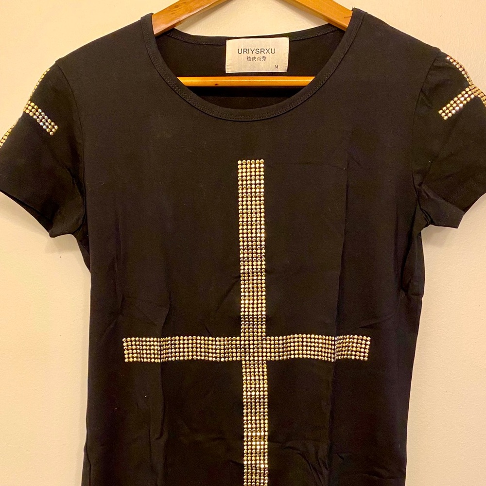 USED MENS BLACK STUDDED SHIRT